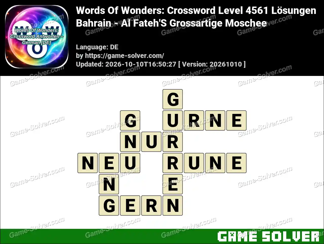 Words Of Wonders: Crossword Level 4561 Lösungen – Bahrain – Al Fateh’S Grossartige Moschee